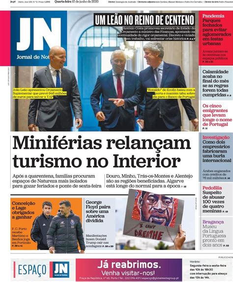 Capa Jornal De Notícias 10 Junho 2020 Capasjornaispt