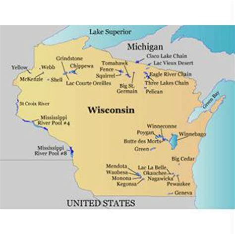 Map Of Wisconsin Lakes And Rivers