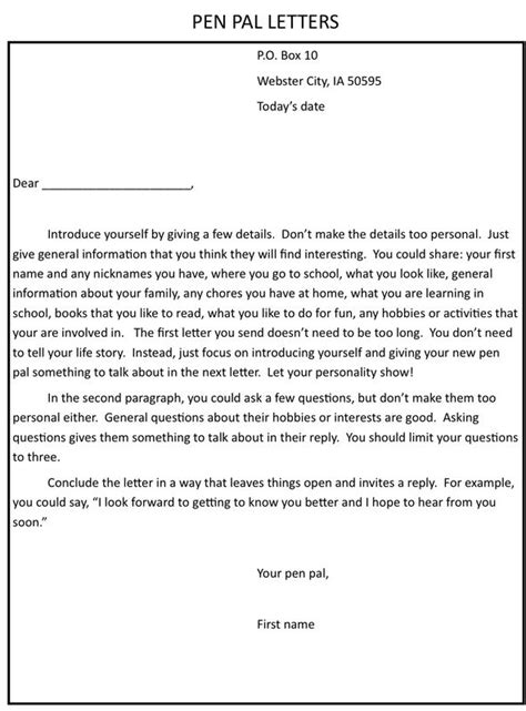 Pen Pal Letters 5th Grade Readinglanguage And History For Pen Pal