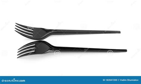 Black Plastic Fork Isolated On White Background Stock Photo Image Of