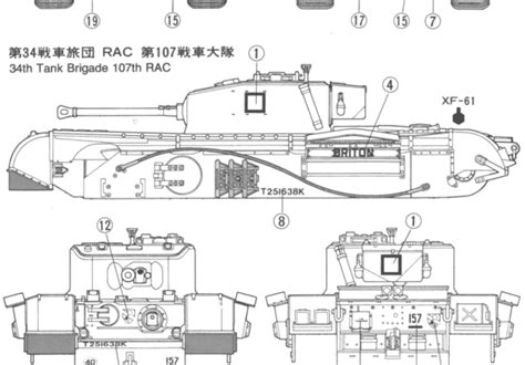 Tank Churchill Mkvii Various Regiments Drawings Dimensions
