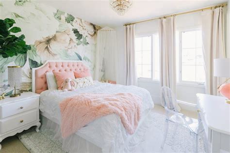 Large Blush Floral Wall Mural Little Crown Interiors