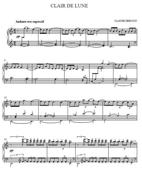 clair de lune sheet  sheet   piano songs