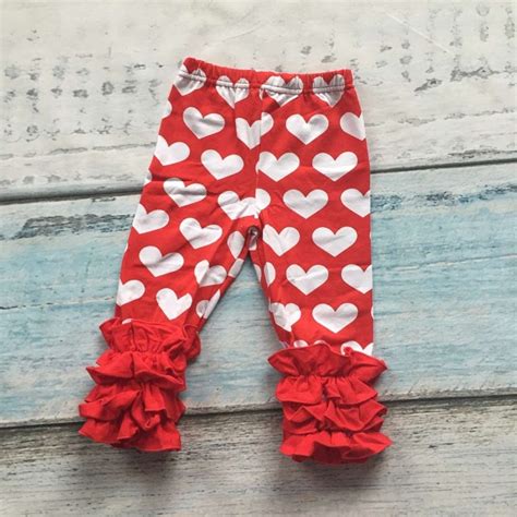 Baby Girls Valentines Day Icing Pant Children Red With Heart Pants