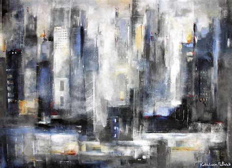 Abstract Cityscape Paintings Chicago Skyline Art Original
