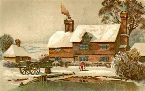 Antique Images Free Winter Graphic Victorian Scrap Of Rural House In
