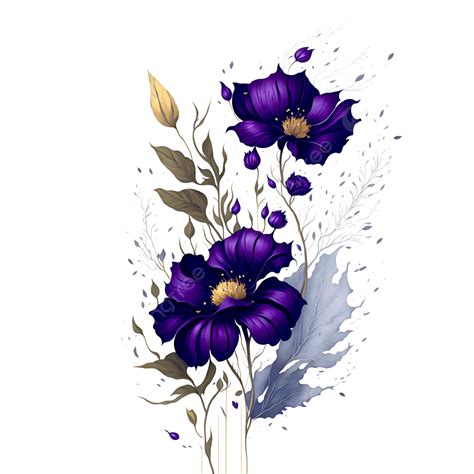 Beautiful Purple Flower Design With Watercolor Style Flower Purple
