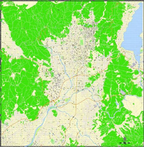 Japan outline map labeled with tokyo, yokohama, osaka, nagoya, sapporo, kobe. Kyoto, Japan, printable exact vector map G-View level 16 (250 meters) street City Plan V.3.09 ...