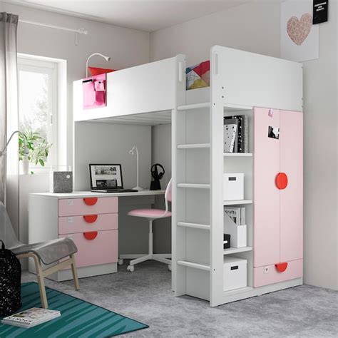 Smastad changing table/desk (40462621) quantity: SMÅSTAD Letto a soppalco - bianco rosa pallido/con ...