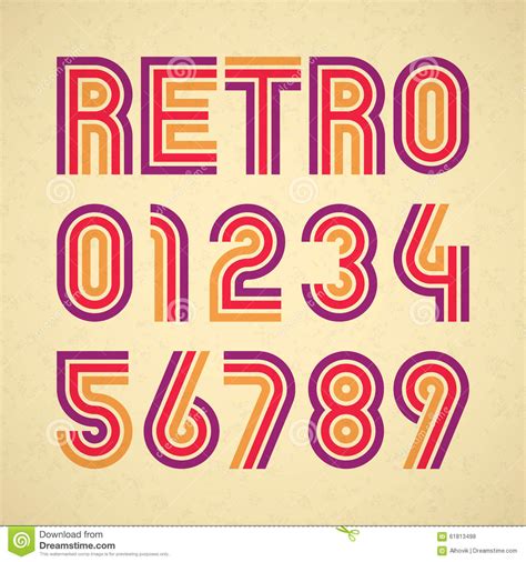 Retro Style Alphabet Numbers Stock Vector - Image: 61813498