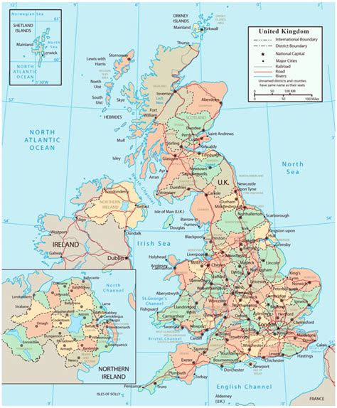 Detailed Political And Administrative Map Of United Kingdom With Roads