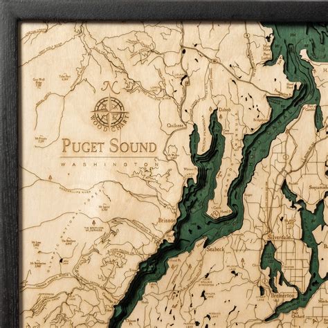 Puget Sound Wooden Map Art Topographic 3d Chart