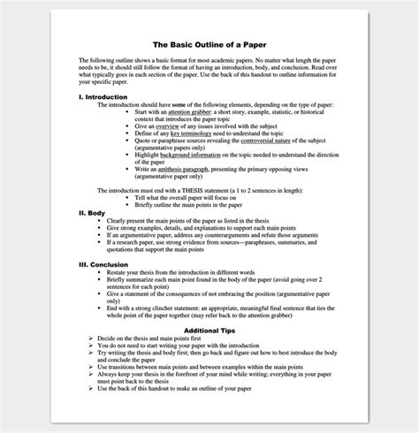 Research Paper Outline Template 36 Examples Formats And Samples