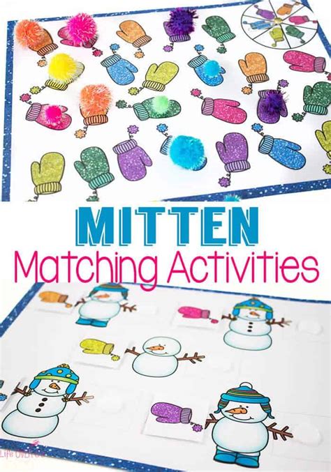 mitten matching activities for preschool life over cs