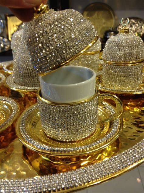 Handmade Copper Turkish Coffee Espresso Serving Cup Swarovski Crystal