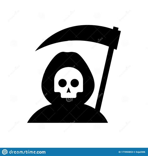 Grim Reaper Death Hood Skull Icon Vector Illustration Eps 10 Stock