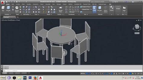 Autocad 3d Dinner Tablechairs Isometric Projection Youtube