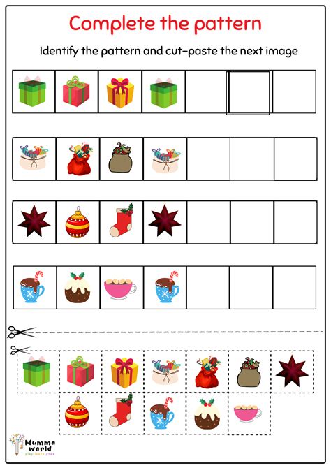 Christmas Patterning Worksheet Kindergarten