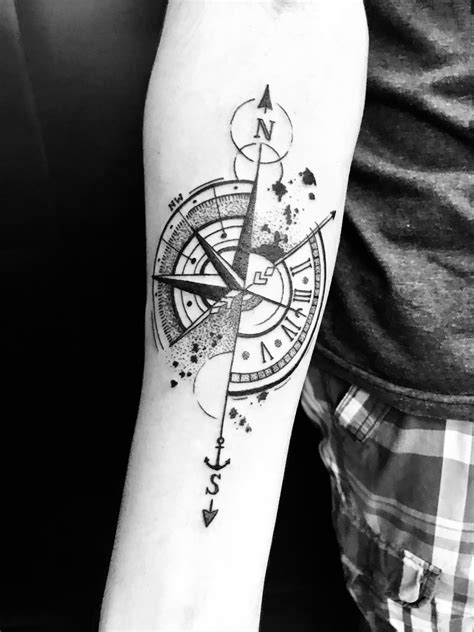 Forearm Arrow Compass Tattoo Men Sacred Tattoo