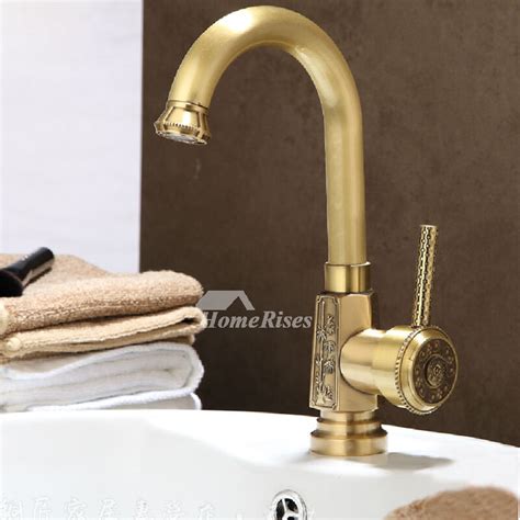 Shop our selection of bathroom faucets for your bathroom sink, bathtub and shower as well as showerheads in the size. LTJ Luxury Gooseneck Gold Bathroom Faucet Single Handle Carved
