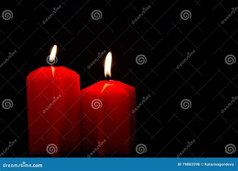 Two Burning Candles Stock Photo Image Of Christmas Flame 79883598