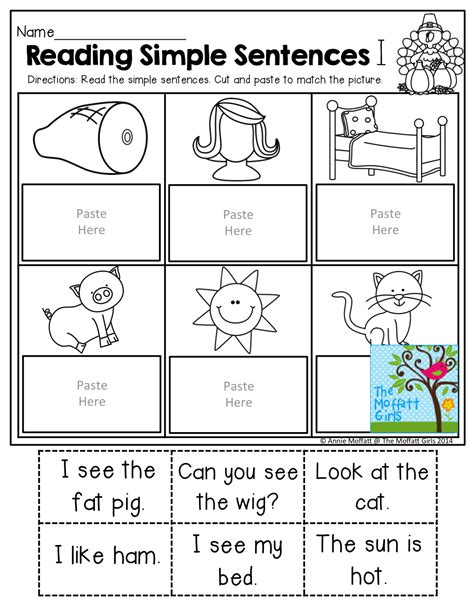 Simple Sentence Worksheet Kindergarten Reading