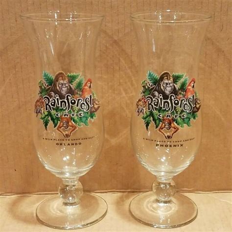 Rainforest Cafe Hurricane Glasses Orlando And Phoenix Collectible Souvenir Cups Ebay