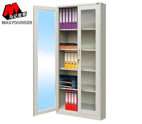 Detailed Kd Structure Full Height Glass Swing Door Metal Storage Office Cupboard China Glass