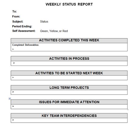 Employee Weekly Status Report Template Pm Blog
