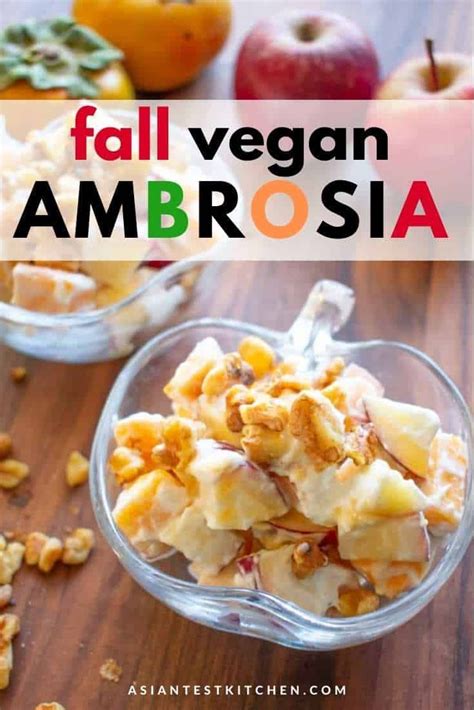 This ambrosia was one of the first to go at a recent salad/dessert bar i hosted. Taste autumn with a healthy ambrosia salad that without ...
