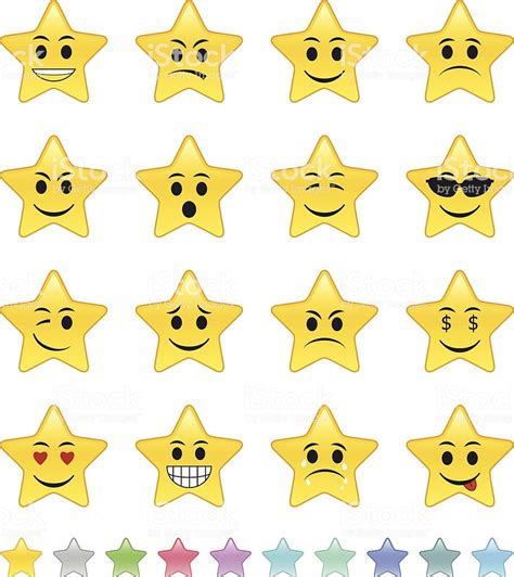 Illustrated Star Emojis With Different Facial Expressions Royalty Free