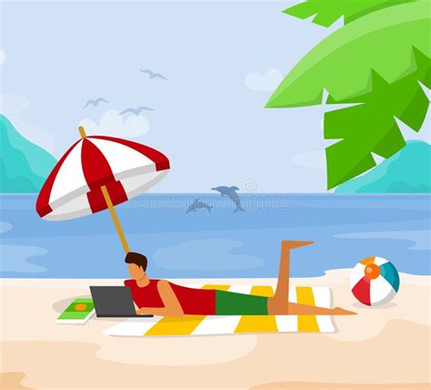 Young Man Lying At The Beach Stock Illustration Illustration Of Cell