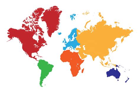 High Resolution World Map With Continent In Different Color 3331185