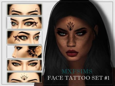 Mxfsims Face Tattoo Set 1 Sims 4 Tattoos Sims 4 Face Tattoo