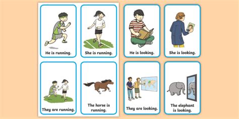 Verb Action Flash Cards Present Tense Verb Action Flashcards