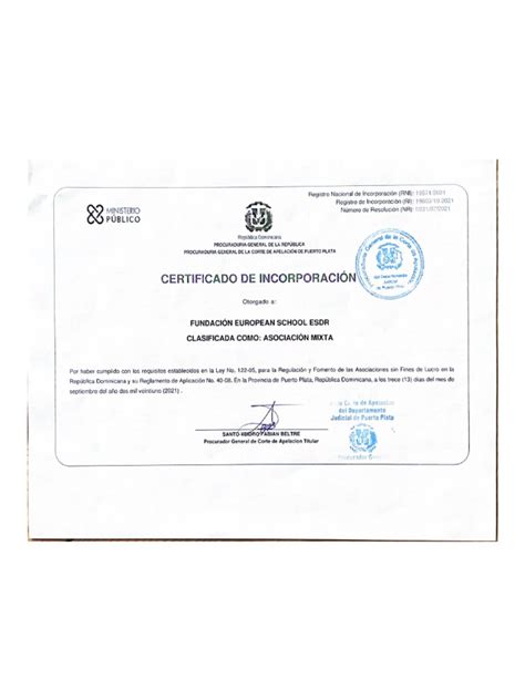 Certificado De Incorporación Pdf