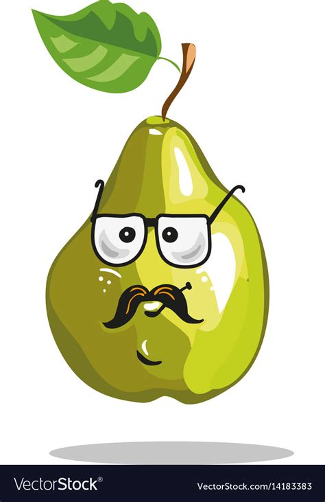Cartoon Pear Funny Serious Character In Glasses Vector Image