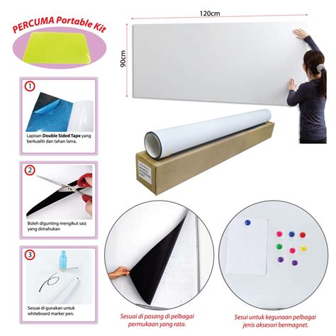 1 Set Magnetic Whiteboard Sheet L Size 120cm X 90cm Shopee Malaysia
