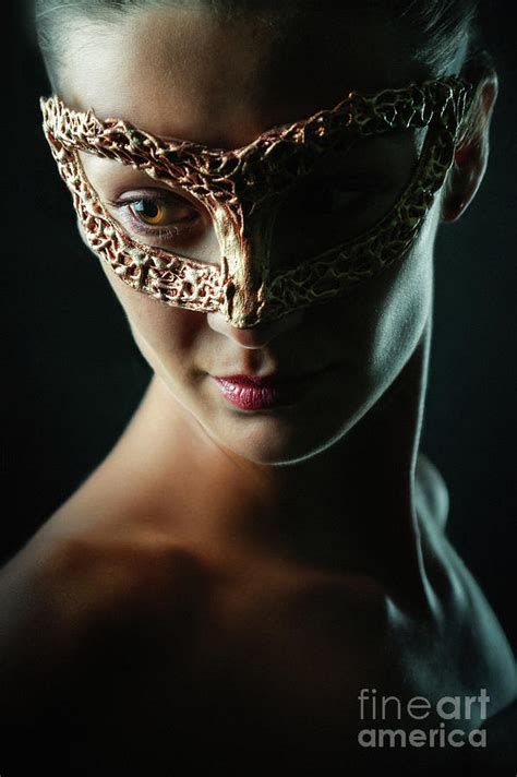 Beauty Model Woman Wearing Masquerade Carnival Mask Photograph By