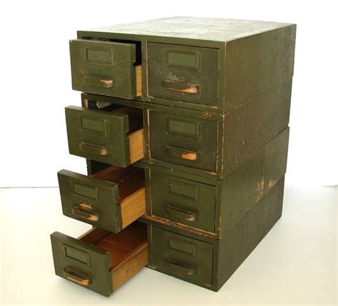 Vintage Wooden Index Card Library Card Drawer Unit With Two Etsy