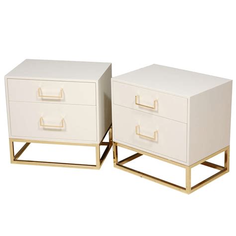 Constructed from wood, this nightstand features three drawers for storage. Madison Nightstands with Brass Base by Lawson-Fenning at ...