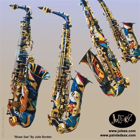 Hand Painted Saxophone By Artist Julie Borden Of Juleez Blues Sax