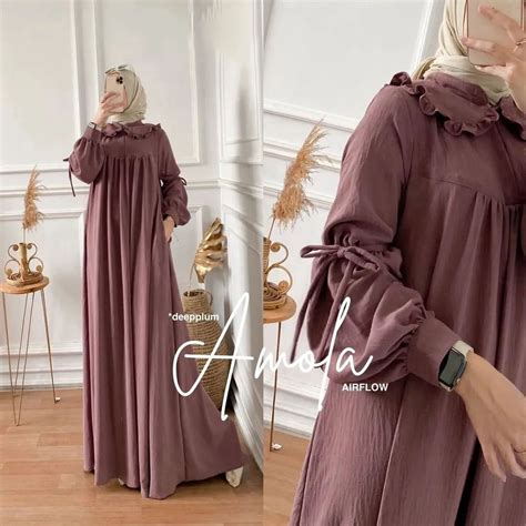 Jual Amola Dress Maxy Crinkle Airflow Dress Muslimah Kekinian Cantik