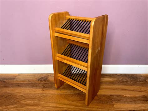 Wooden Cd Storage Tower Rack Stores 42 Cds 59cm Tall Solid Etsy