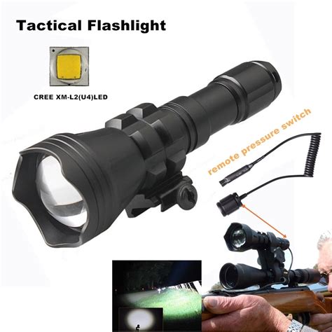 Cree Xm L2u4led Tactical Gun Flashlight Zoomable Led Flashlight 18650