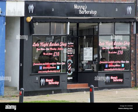Mannys Late Night Barber Shop In Burgess Hill Stock Photo Alamy