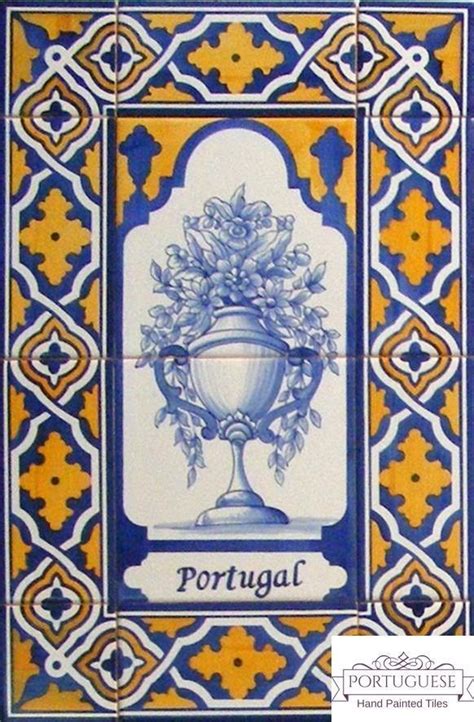 Portuguese Traditional Hand Painted Azulejos Tile Mural Backsplash