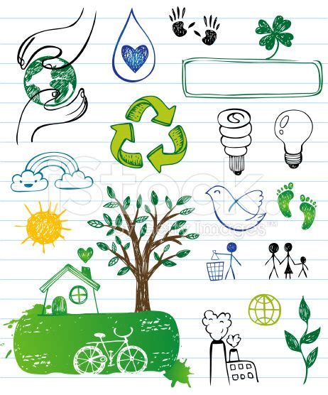 Eco Friendly Doodles Royalty Free Stock Vector Art Art Drawings