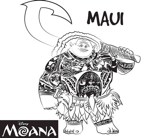 maui from moana coloring page