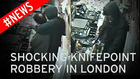 Cctv Footage Shows Robber Holding Knife To Terrified Shopkeepers Throat As He Demands Cash
